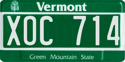 VT license plate XOC714