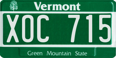 VT license plate XOC715