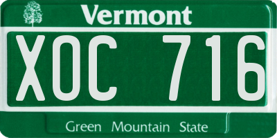 VT license plate XOC716