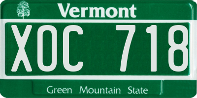 VT license plate XOC718