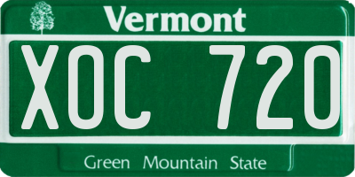 VT license plate XOC720