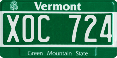 VT license plate XOC724