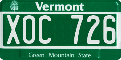VT license plate XOC726