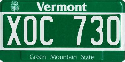 VT license plate XOC730