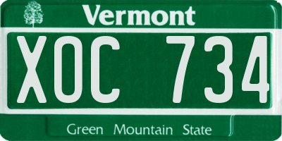 VT license plate XOC734