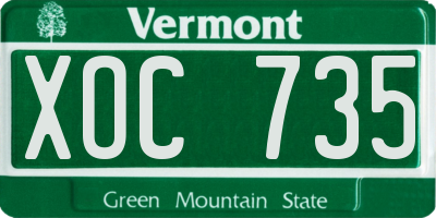 VT license plate XOC735