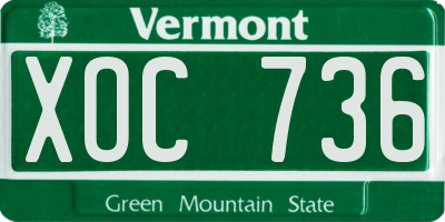 VT license plate XOC736