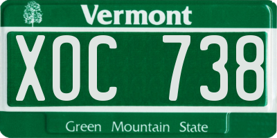 VT license plate XOC738