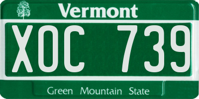 VT license plate XOC739