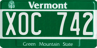 VT license plate XOC742