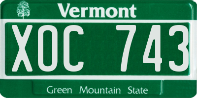 VT license plate XOC743