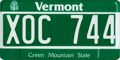 VT license plate XOC744