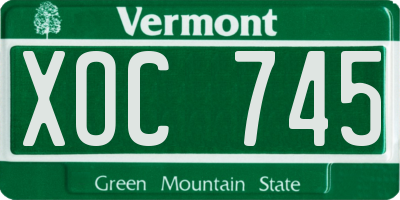 VT license plate XOC745