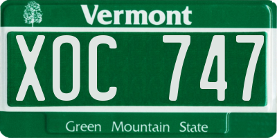 VT license plate XOC747