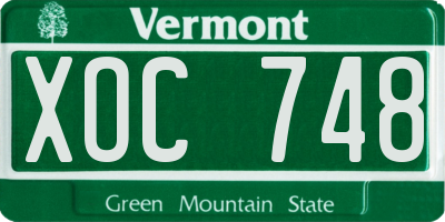 VT license plate XOC748