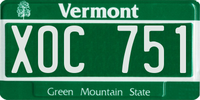 VT license plate XOC751