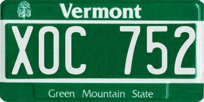 VT license plate XOC752