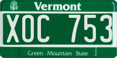 VT license plate XOC753