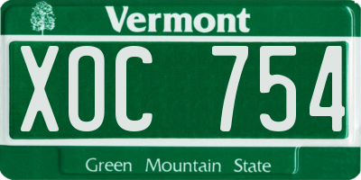 VT license plate XOC754