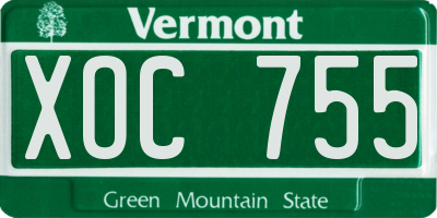VT license plate XOC755