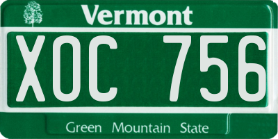 VT license plate XOC756