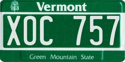 VT license plate XOC757