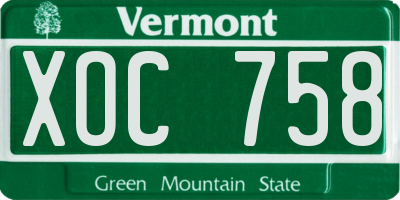 VT license plate XOC758
