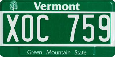 VT license plate XOC759