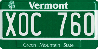 VT license plate XOC760