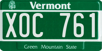 VT license plate XOC761