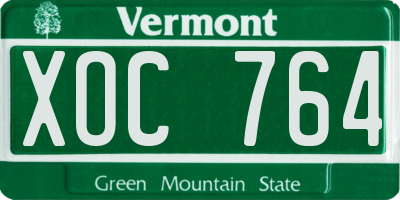 VT license plate XOC764