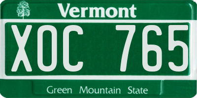 VT license plate XOC765