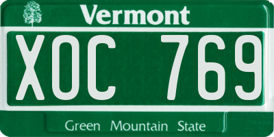 VT license plate XOC769