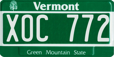 VT license plate XOC772