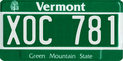 VT license plate XOC781