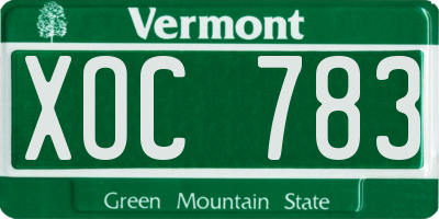VT license plate XOC783