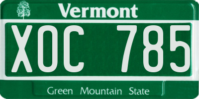 VT license plate XOC785