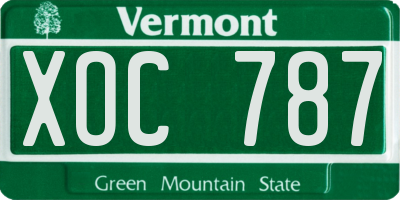 VT license plate XOC787