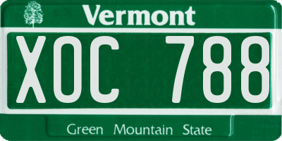 VT license plate XOC788