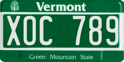 VT license plate XOC789