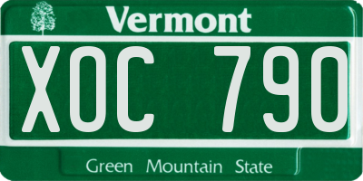 VT license plate XOC790