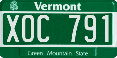 VT license plate XOC791