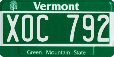 VT license plate XOC792