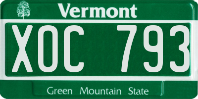VT license plate XOC793