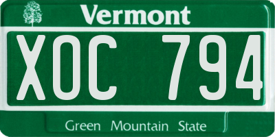 VT license plate XOC794