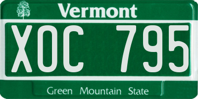 VT license plate XOC795