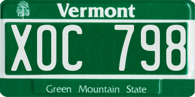 VT license plate XOC798