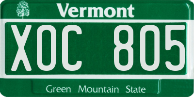 VT license plate XOC805