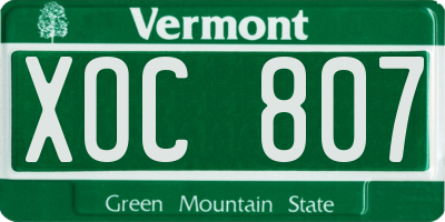 VT license plate XOC807