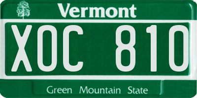 VT license plate XOC810